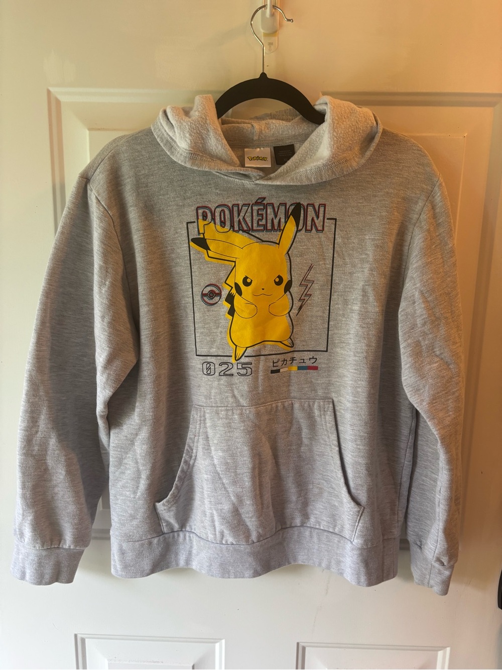 Pokemon Gray Hoodie with Yellow Pikachu Graphic